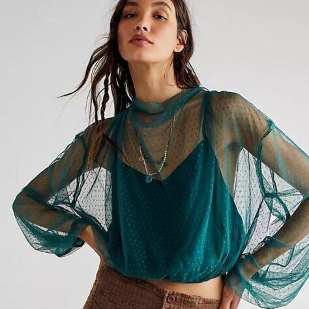 Free People Emerald Sheer Blouse